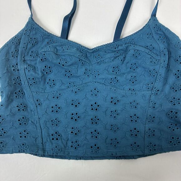 Intimately Free People Small Teal Corset Style Crop Tank Top 90s Grunge - Picture 2 of 5